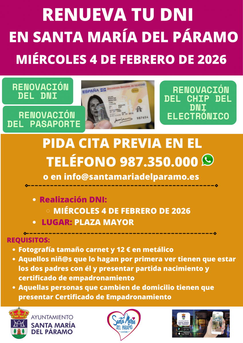 Renueva tu DNI en Santa María del Páramo